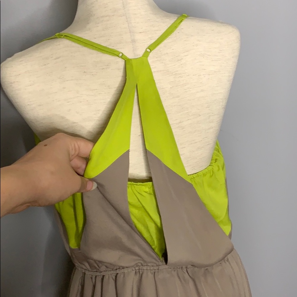 NWT BCBG Tan & Lime Green Mini Cut Out Dress Large - Picture 10 of 16